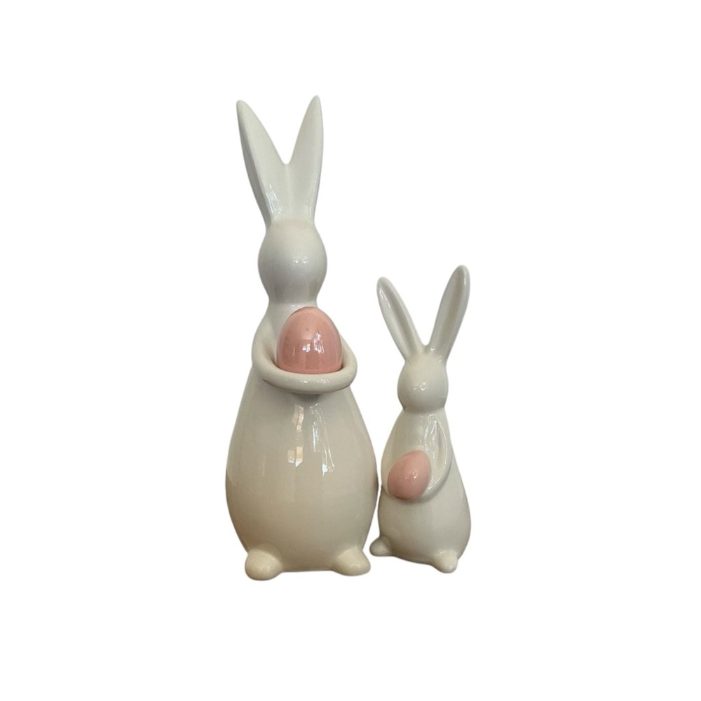 Ceramic Bunny Figurine Set – Easter Decor / Minimal Home Accent